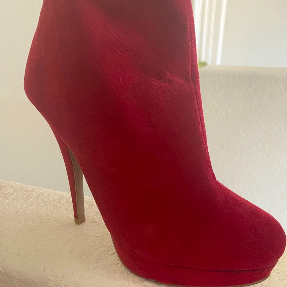 Red Aldo platform heels